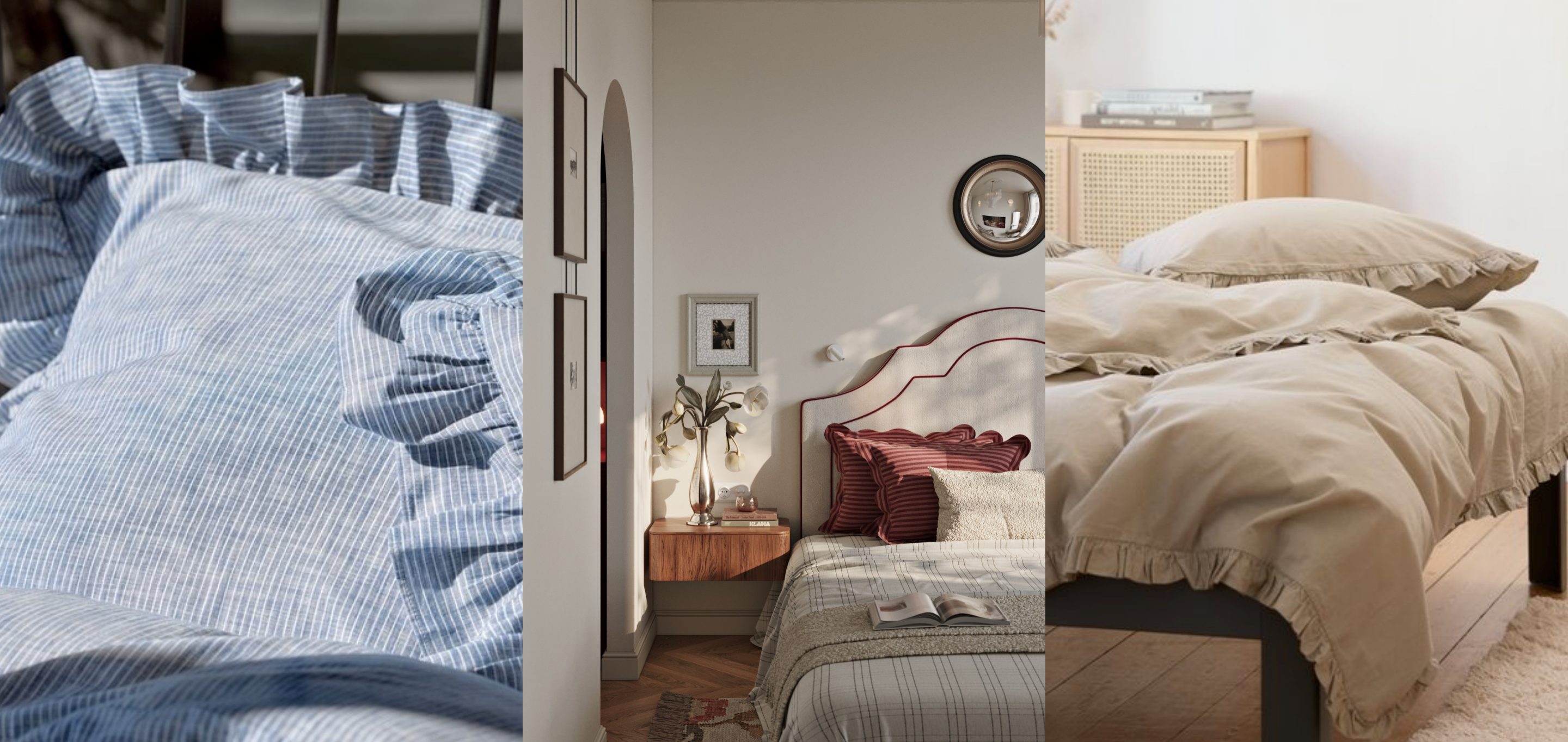 Ako želite romantičniju spavaću sobu, ova posteljina s volanima iz JYSK-a je na sniženju