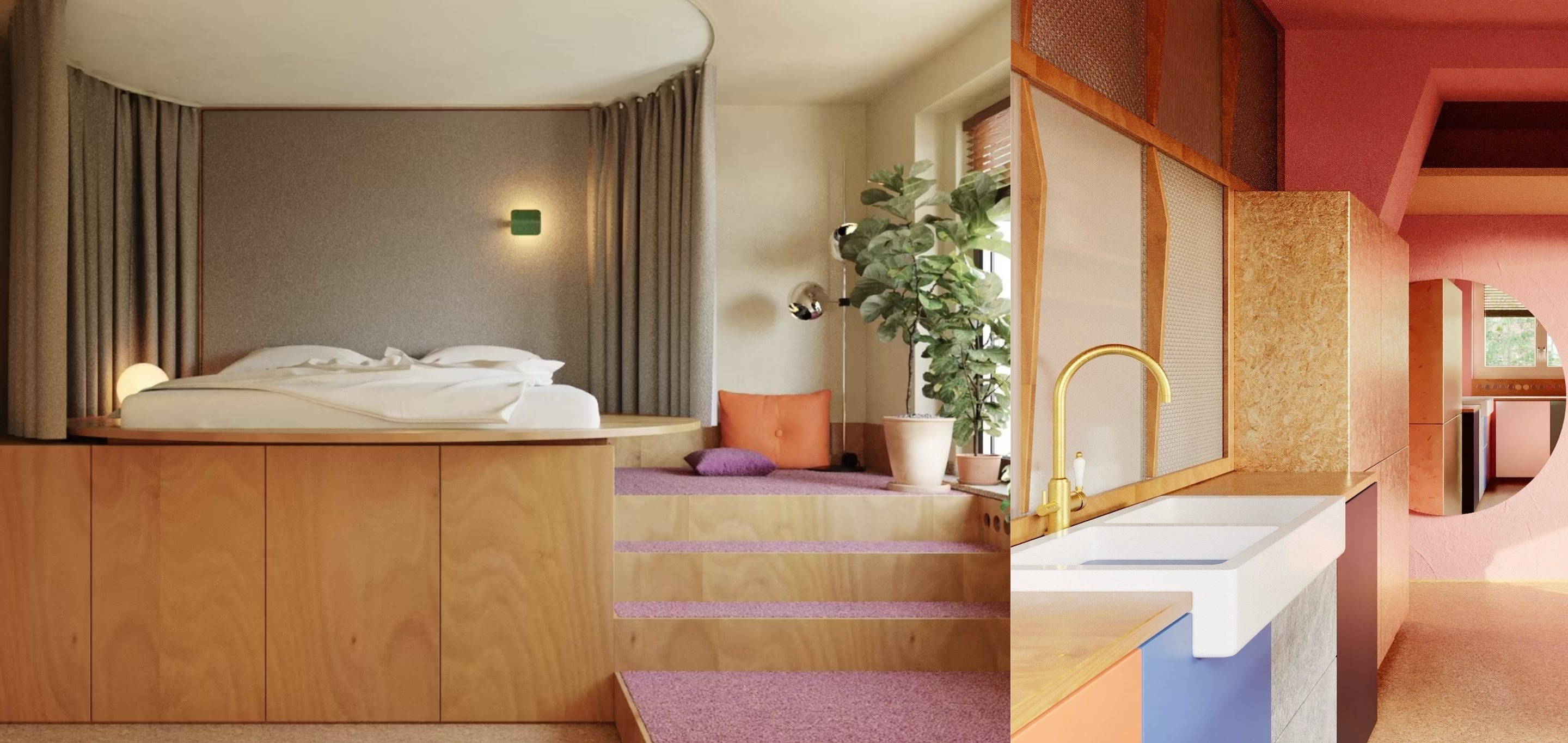 DESIGN.inspo | Pronašli smo ideje u stanu od 55 m² u kojem zavjese mijenjaju zidove, a krevet skriva garderober