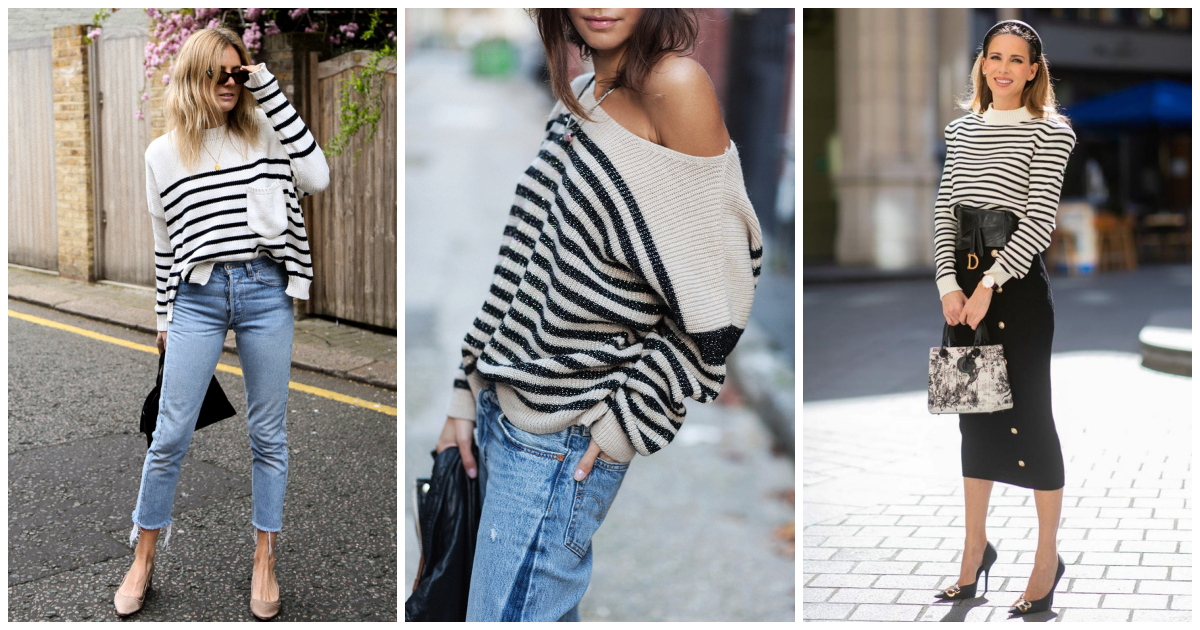 10 cool street style izdanja sa crno-bijelim prugastim džemperom & shopping preporuka