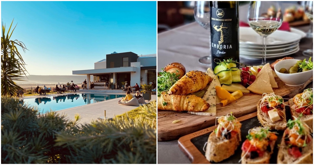 Bonjour.ba feature photo collage of Emporia Wine & Dine Hotel's pool and restaurant