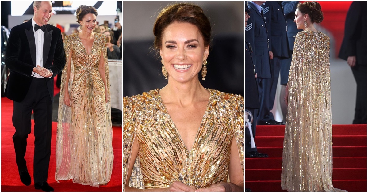 Kate Middleton oduševila izdanjem u boji zlata na sinoćnjoj premijeri James Bond filma "No Time To Die"