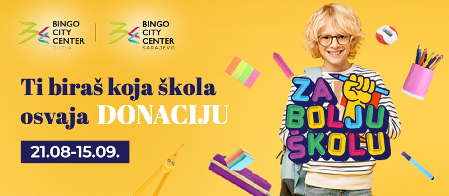 Bingo City Centri: Škole u Tuzli i Sarajevu dobivaju priliku da osvoje 10.000 KM