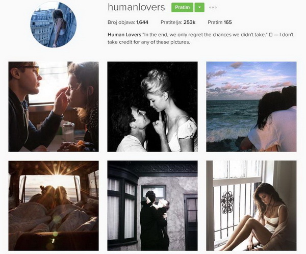 humanlovers modamo ljubavni instagram profili